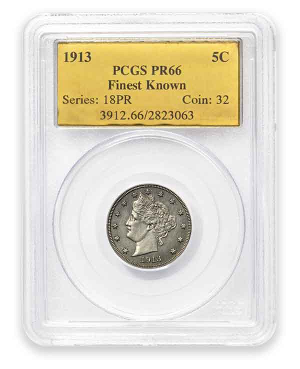 Finest known 1913 Proof Liberty Nickel