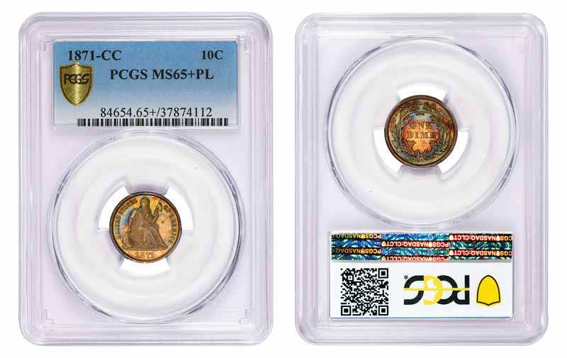 1871-CC PCGS MS65+PL 10c