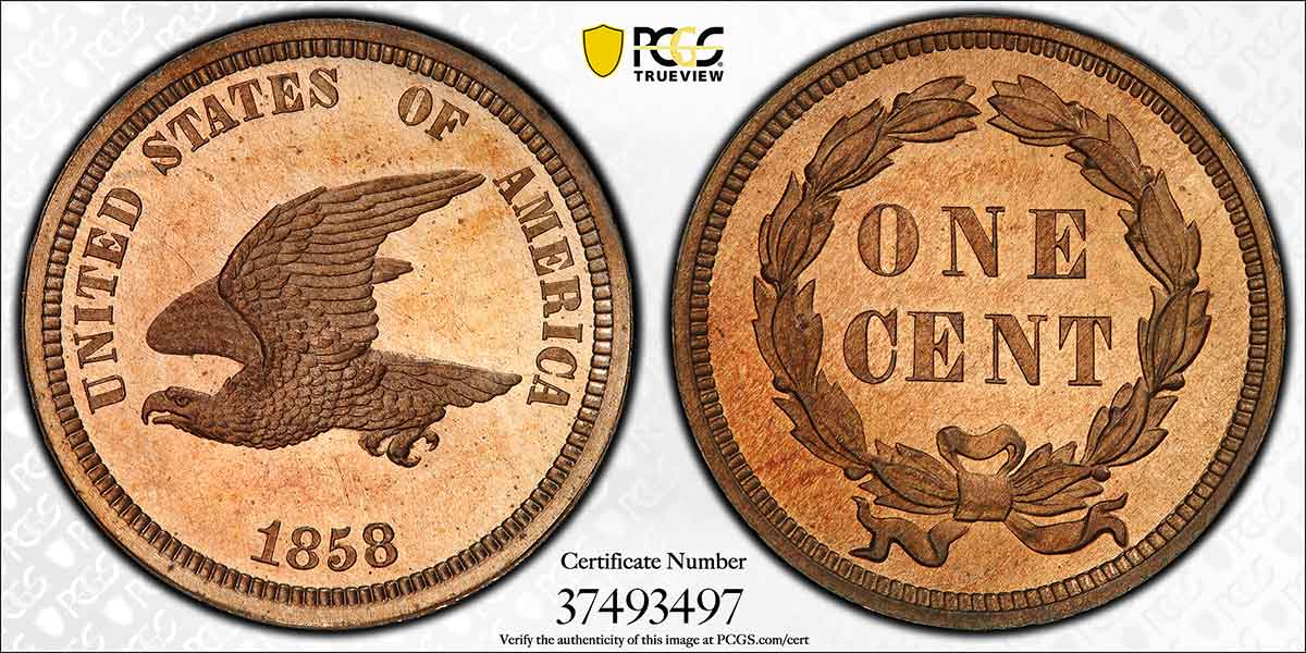 1858 Flying Eagle Cent J-202 Pattern PCGS PR66.