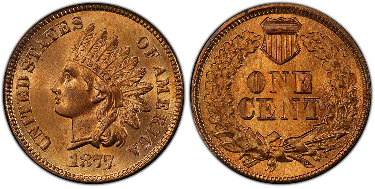 1877 Indian Cent PCGS MS66+RD.