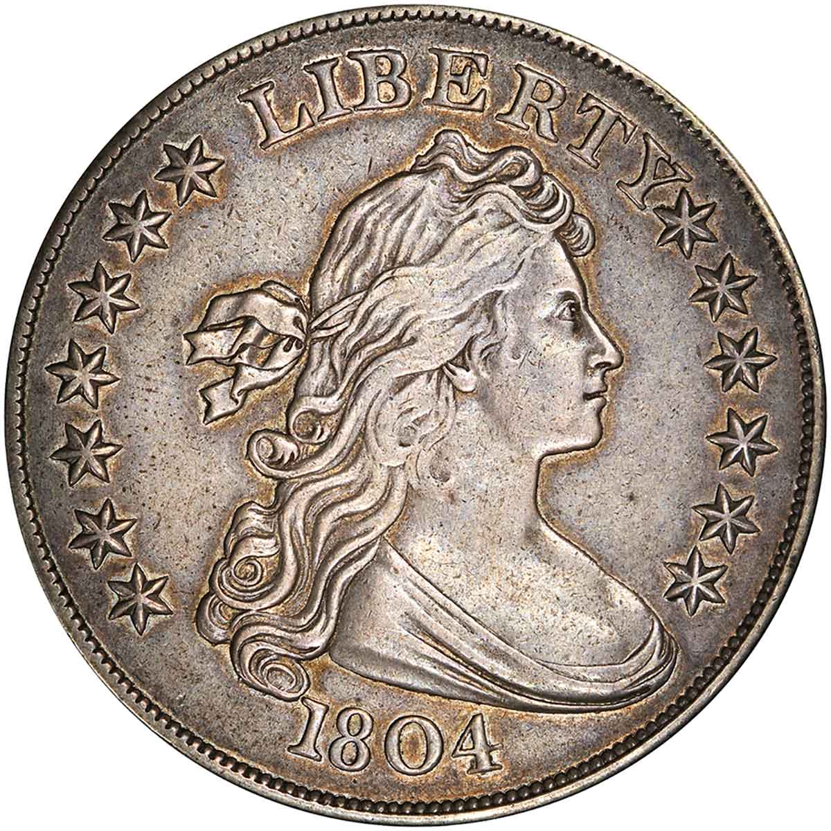 1804 Draped Bust Silver Dollar. Class III Restrike. BB-306. Second Reverse. Proof-55 (PCGS). obverse