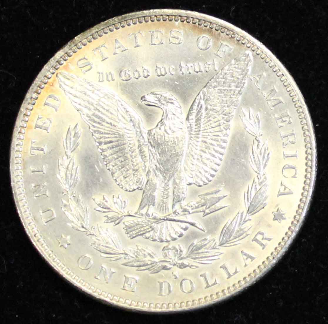 1889 Morgan Dollar has an embossed mintmark