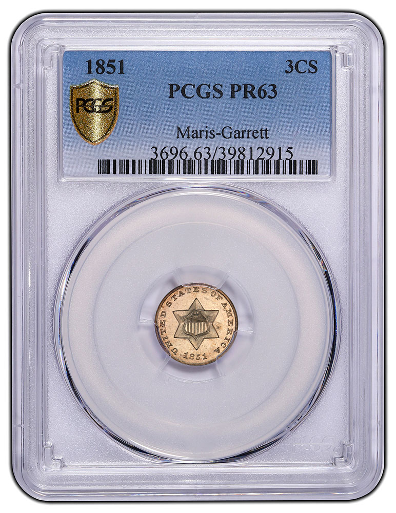 1851 Proof 3 Cent Silver Certified by PCGS