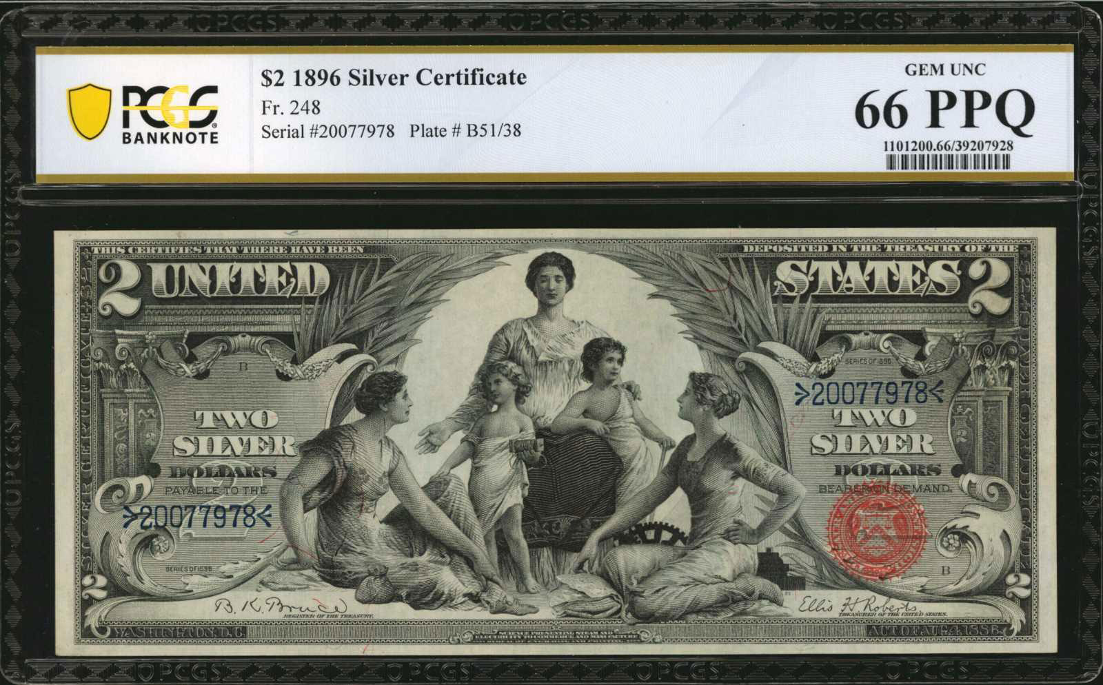BEP Intaglio 1896 $5 Education Silver Certificate Reverse PCGS 68 PPQ Sup Gem CU