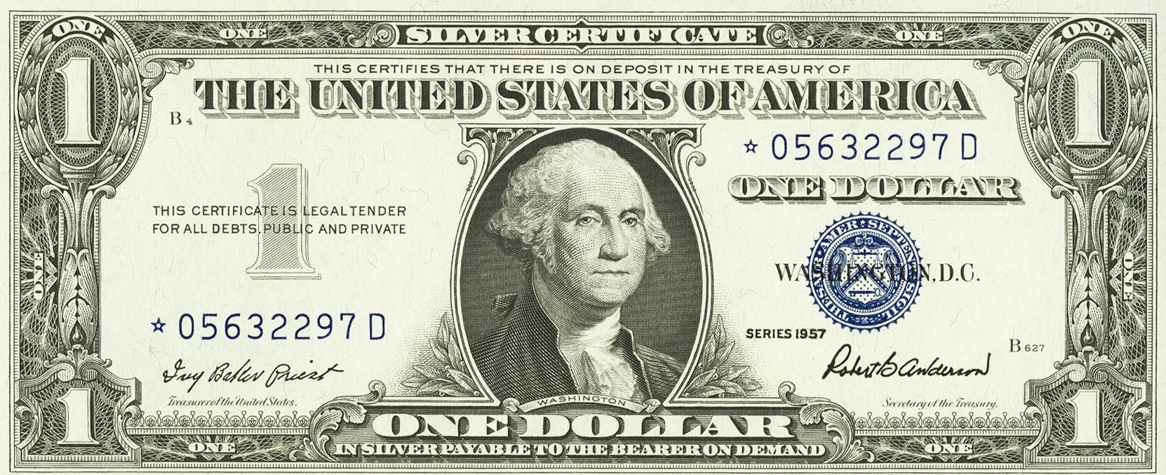 One Dollar Silver Certificate blue seal - Exchange yours today