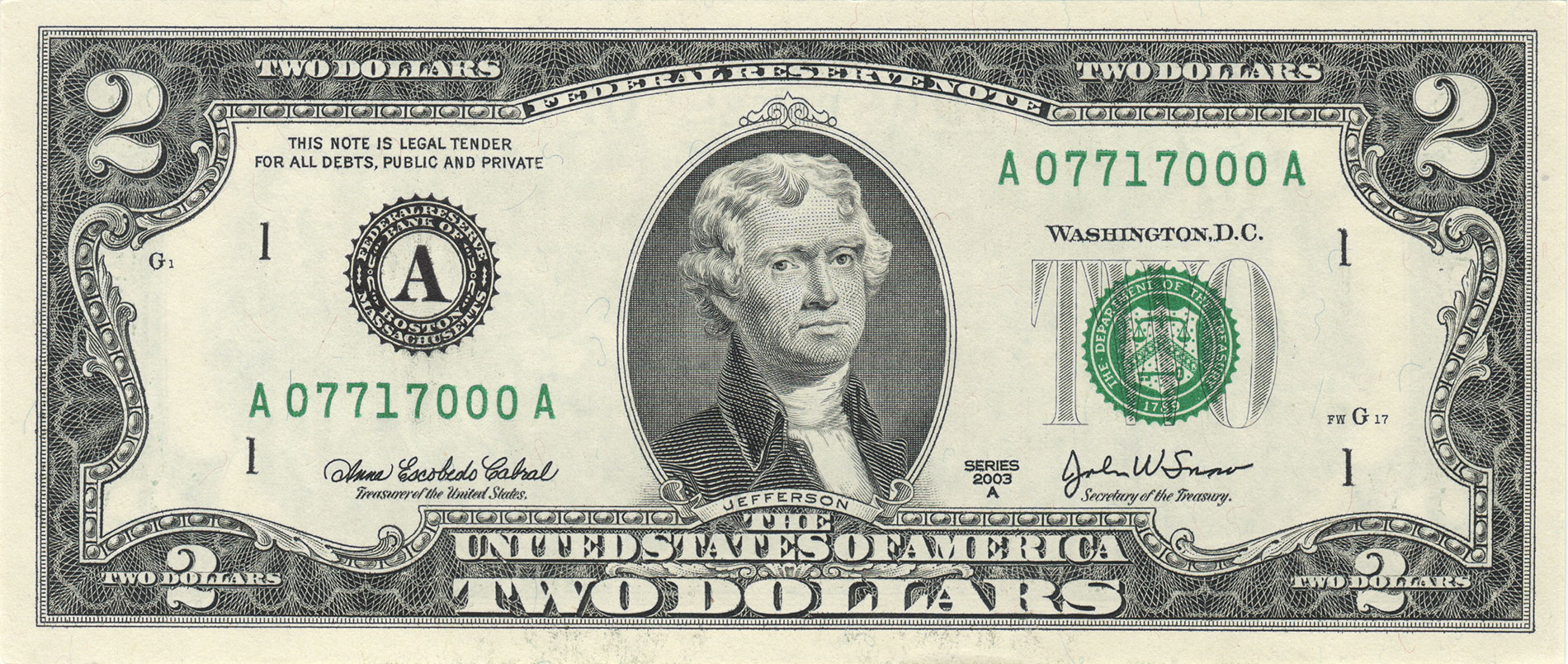 Two Dollar Bill $2 Notes Uncirculated 2013 " ATLANTA " Consecutive 10 