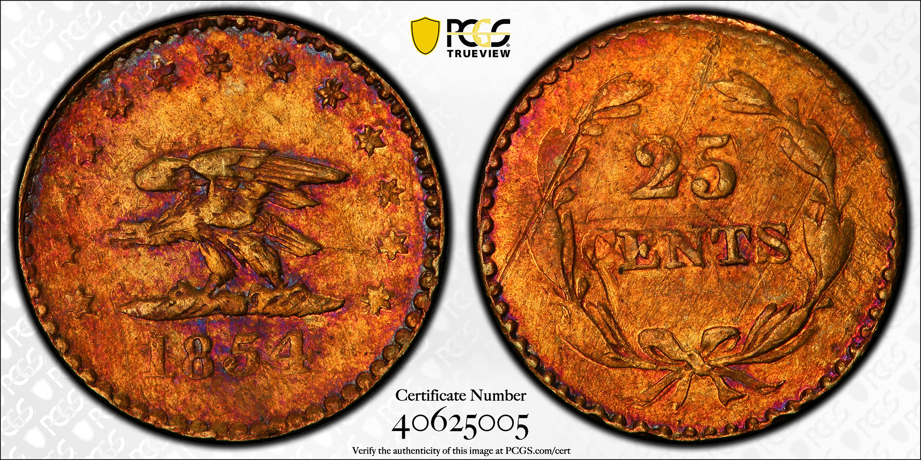 Coin of the Issue: 1854 25 Cent Defiant Eagle California ...