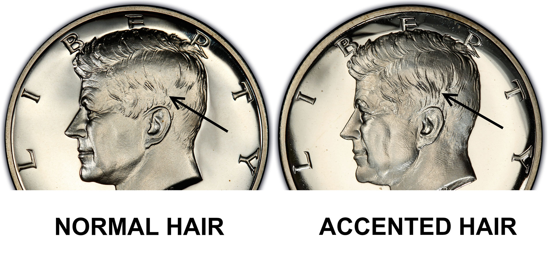 Telling A 1964 Accented Hair Proof Kennedy Half Dollar Apart from
