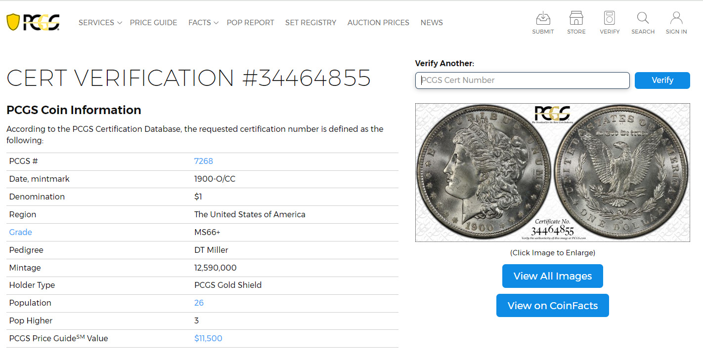 Tips for Using PCGS Certification Verification