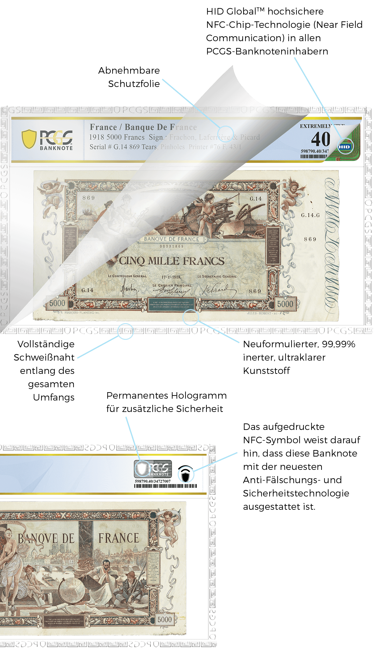 PCGS banknote holder anatomy descriptions