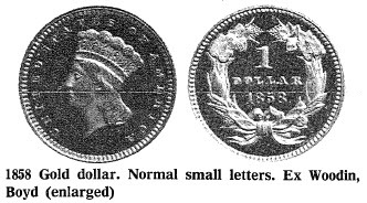 1858 Gold dollar