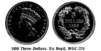 1859 Three Dollars