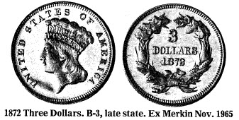 1872 Three Dollars