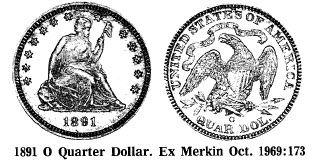 1891 O Quarter Dollar
