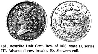 1831 Restrike Half Cent