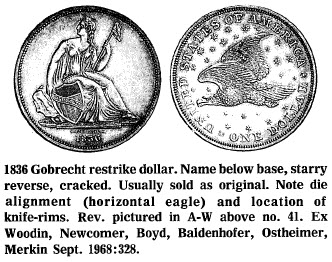 1836 Gobrecht restrike dollar