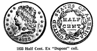 1833 Half Cent.