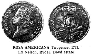 Rosa Americana Twopence, 1733.