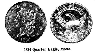1834 Quarter Eagle, Motto