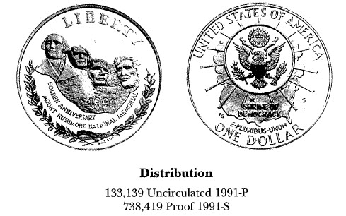 1991 Mount Rushmore Anniversary $1