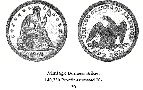 1847 Liberty Seated Dollar