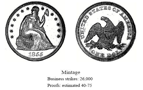 1855 Liberty Seated Dollar