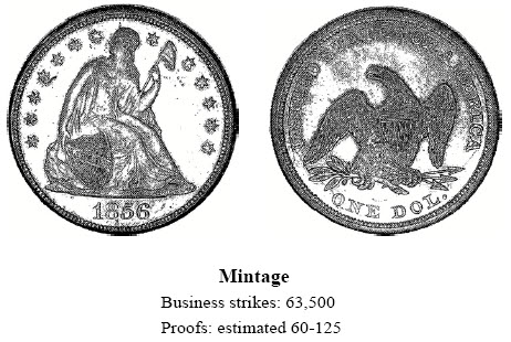 1856 Liberty Seated Dollar