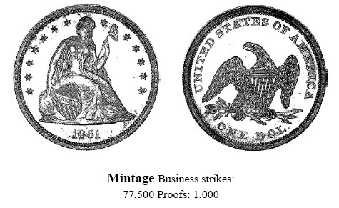 1861 Liberty Seated Dollar