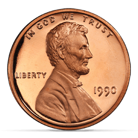 1990 No S Proof Lincoln Cent