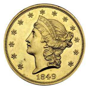 1849 $20 Liberty gold piece